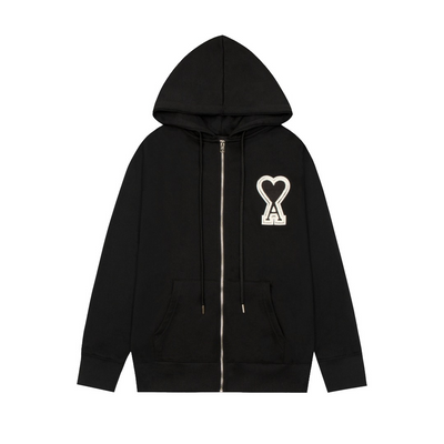 AM* cotton zip-up hoodie