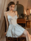 Premium Feeling Silky Ice Silk Halter Nightgown