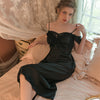 Halter Satin High-end Lace Long Nightgown