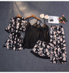 Five-piece pajamas female summer sexy halter nightgown printed pajama set