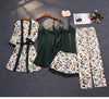 Five-piece pajamas female summer sexy halter nightgown printed pajama set