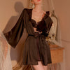 Suspender nightgown sexy solid color pajamas two-piece set