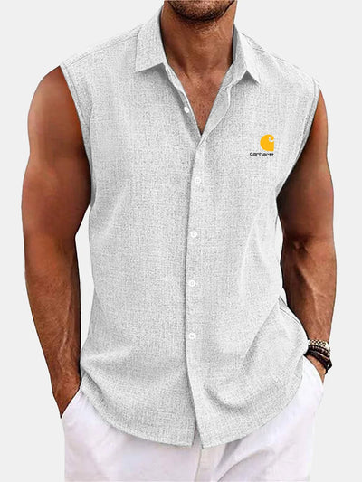 Men's Button Down Sleeveless Holiday Shirt