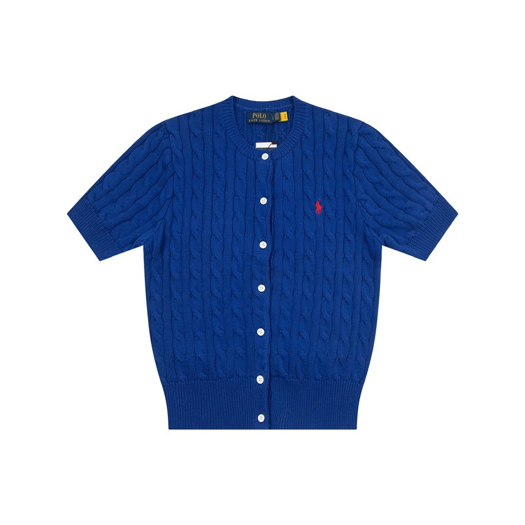 Ralph Lauren Embroidered 11-Color Button-Down Short Sleeve Cardigan