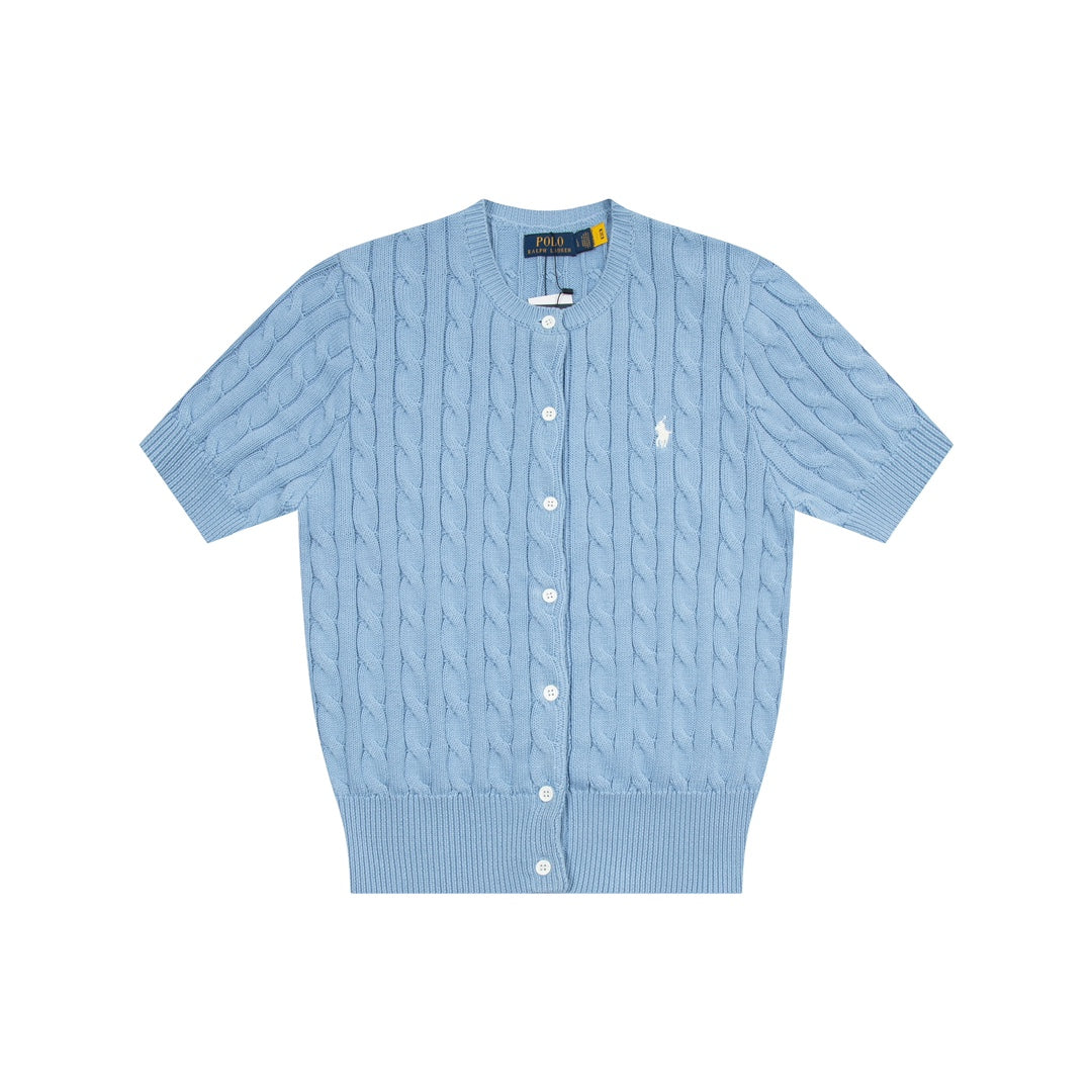 Ralph Lauren Embroidered 11-Color Button-Down Short Sleeve Cardigan